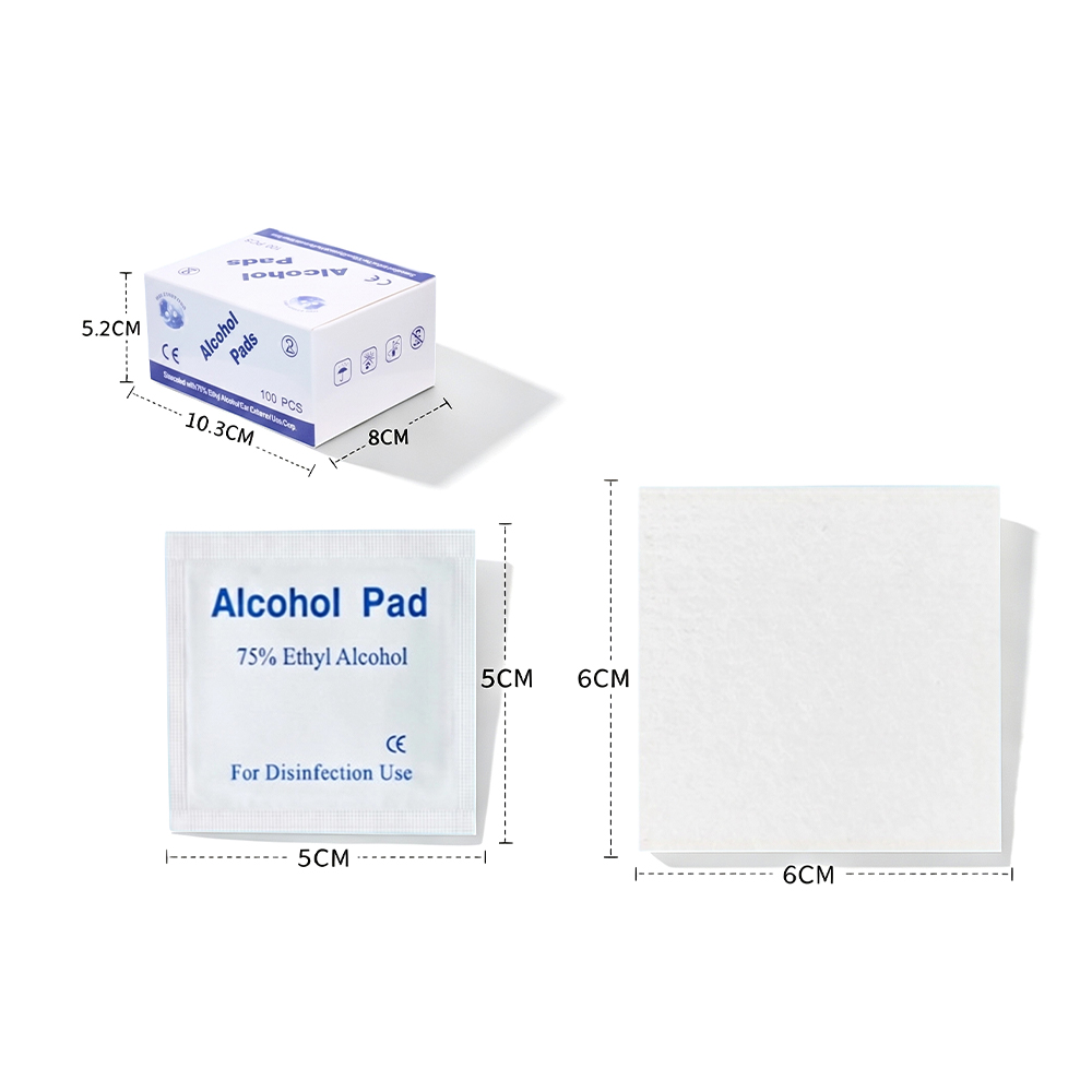 100 vložek/krabice velké 75% 6x6 cm certifikované CE individuálně zabalené antiseptické antiseptické alkoholové tampony lékařské kvality