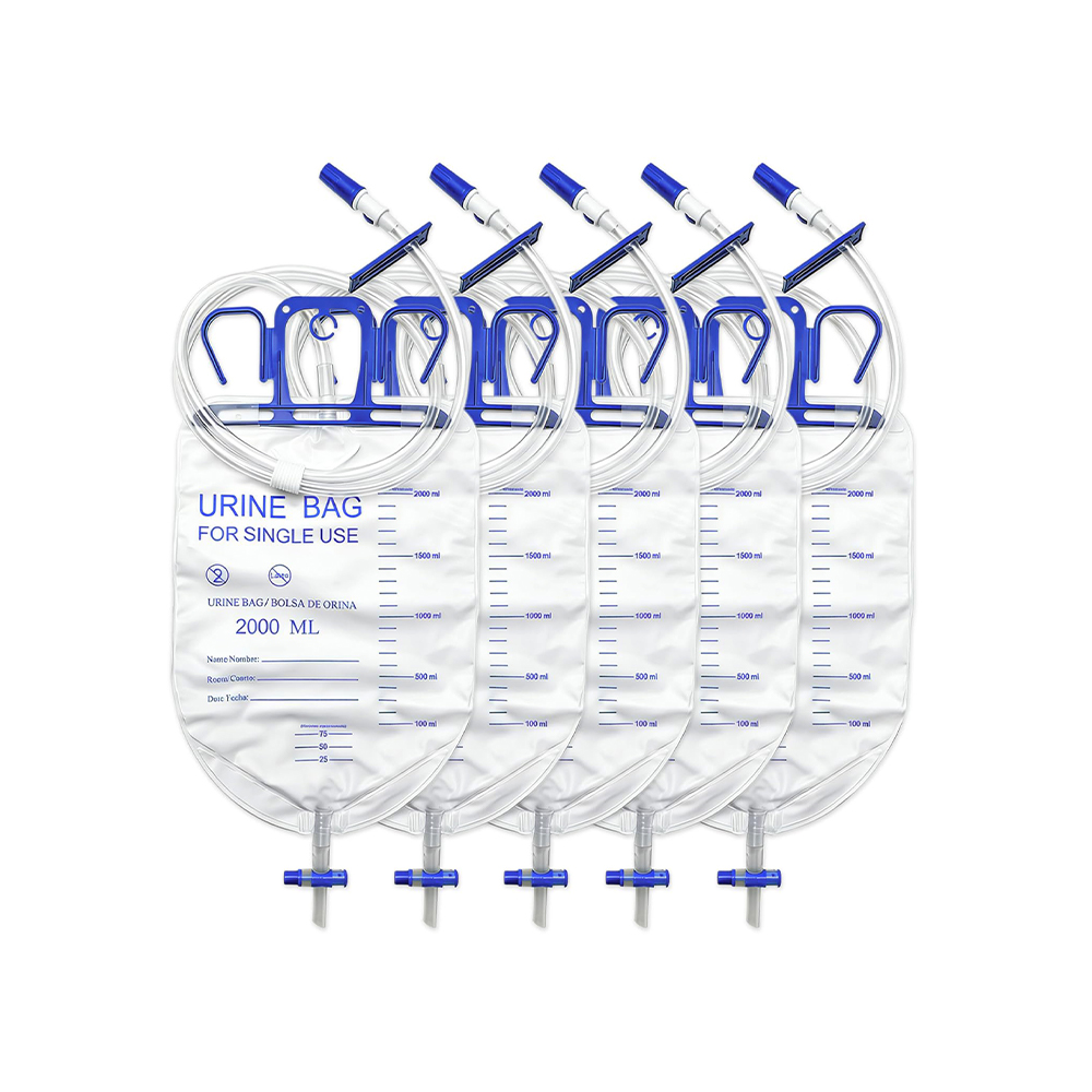 Luxusní 2000 ml antirefluxní sáček na odvod moči bez latexu s 10 mm extra širokou hadičkou